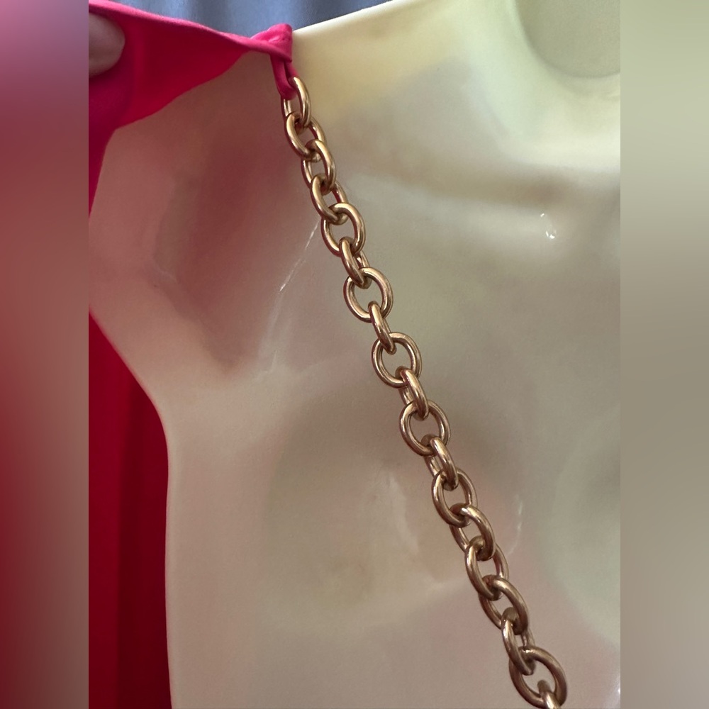 Donna Karan OpenBack,Bronze Tone Metal Chain Detail, Stretchy Satin Gown,sz6,new - Picture 11 of 16